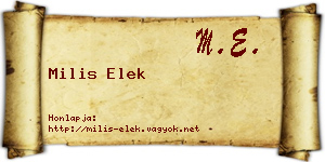 Milis Elek névjegykártya